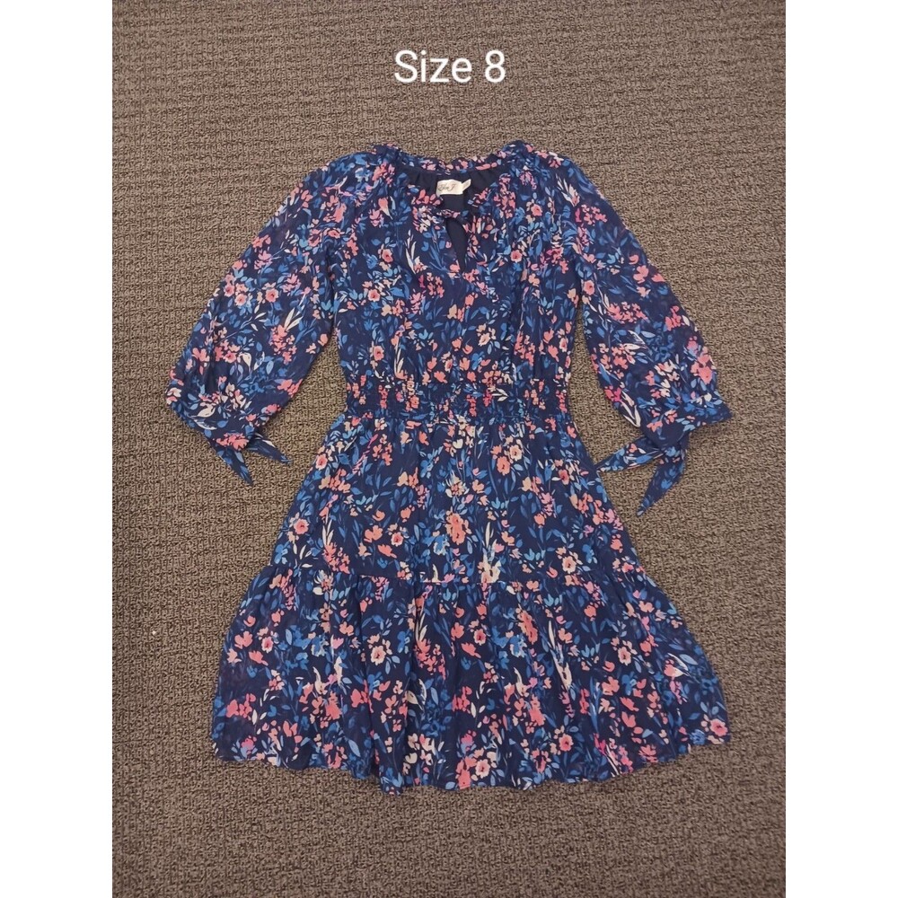 Eliza J Long Sleeve Floral Chiffon Dress